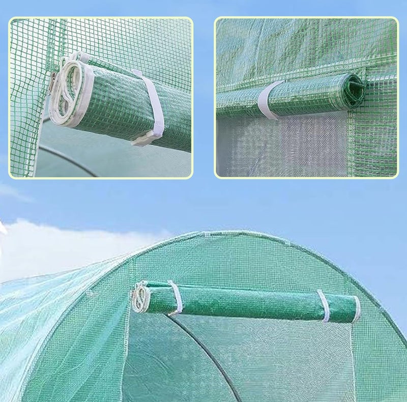 TGEHAP Greenhouse Replacement Cover for 20 x 10 x 7ft Portable Greenhouse, Large Walk-in Green Hot Garden House Top Tarp 2 Zippered Doors & 6 Roll-up Windows (Frame Does NOT Included) (20' x 10' x 7') - Image 3